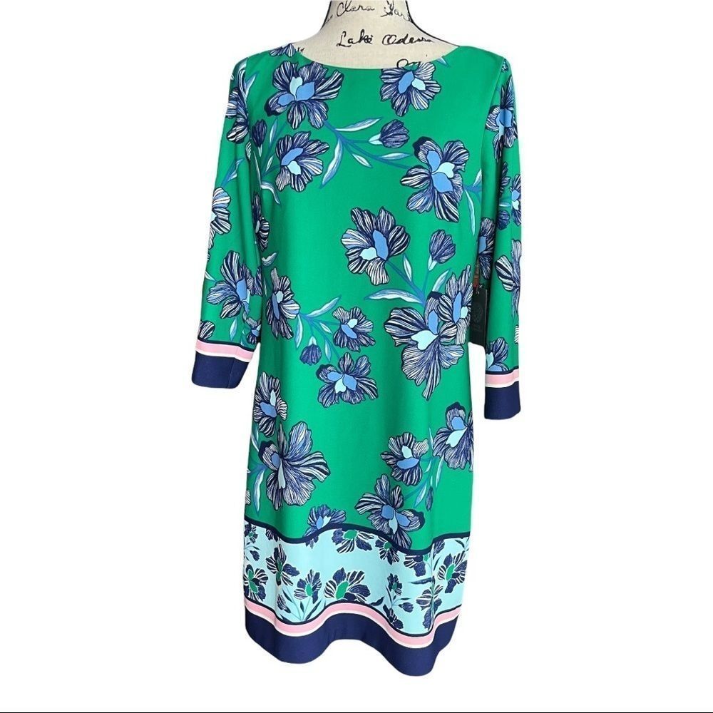 Green Floral Shift Dress - Unbranded